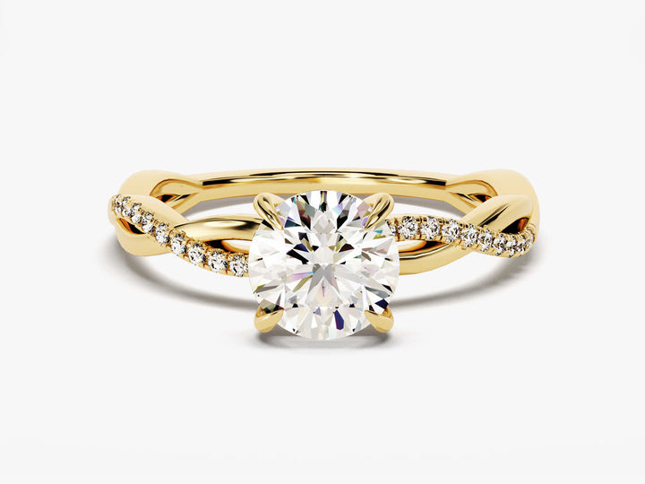 1.0CT Round Cut Twist Lab Grown Diamond Engagement Ring For Her