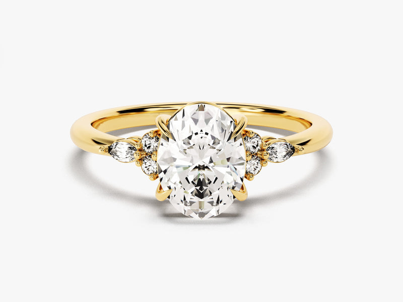 2.0CT Three Stone Oval Lab Grown Diamond Engagement Ring Minimalist Engagement Ring