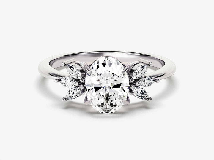 1.50CT Oval Cut Cluster Diamond Lab Grown Engagement Ring For Her