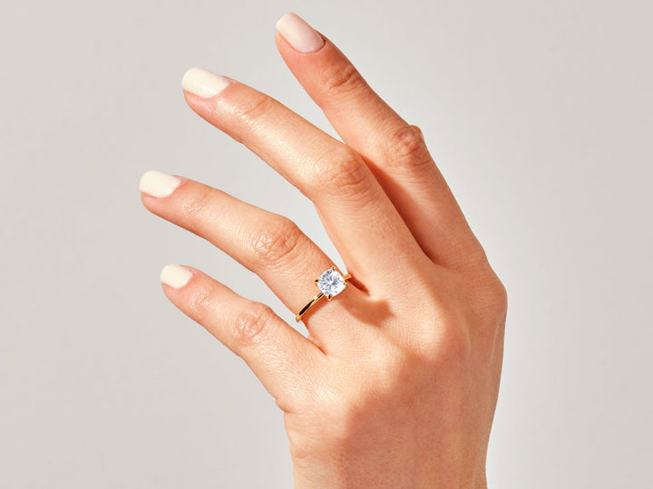 2.0CT Cushion Lab Grown Diamond Solitaire Engagement Ring For Her