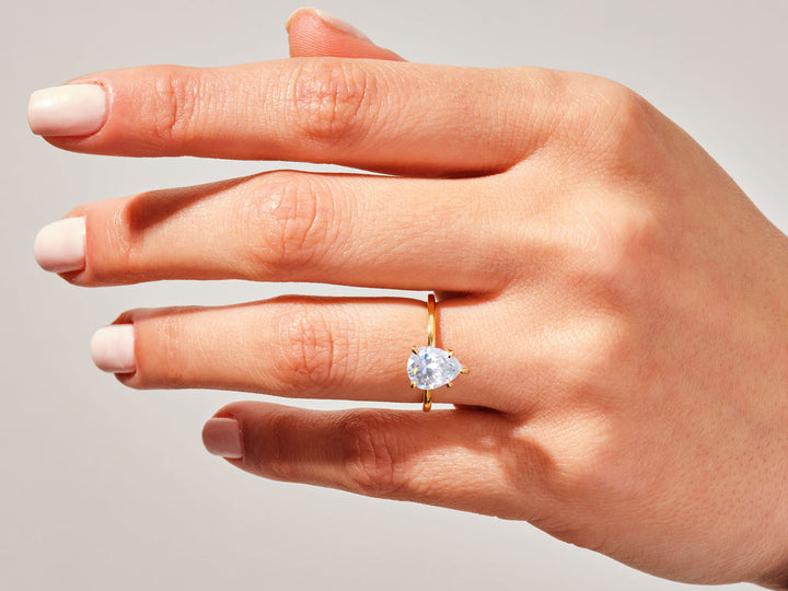 2.0CT Pear Cut Solitaire Lab Grown Diamond Engagement Ring For Her