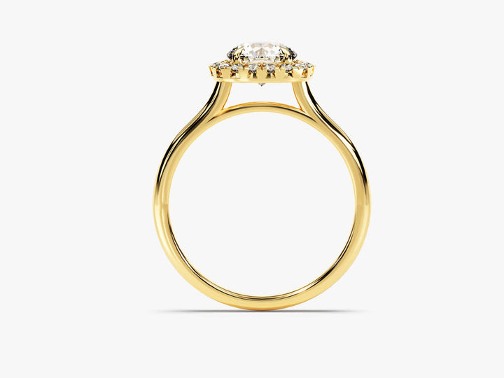 1.0CT Round Diamond Cushion Shaped Halo Lab Grown Diamond Engagement Ring For Her