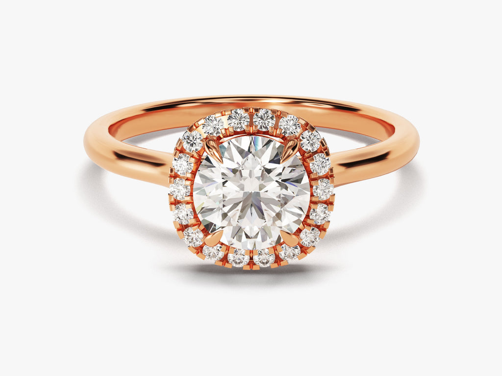 1.0CT Round Diamond Cushion Shaped Halo Lab Grown Diamond Engagement Ring For Her