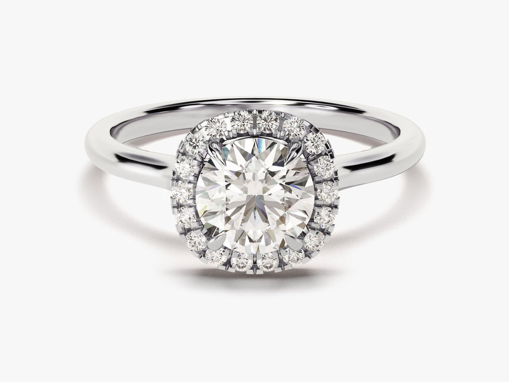 1.0CT Round Diamond Cushion Shaped Halo Lab Grown Diamond Engagement Ring For Her