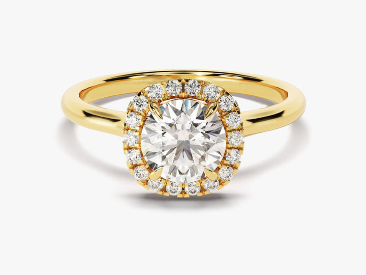 1.0CT Round Diamond Cushion Shaped Halo Lab Grown Diamond Engagement Ring For Her