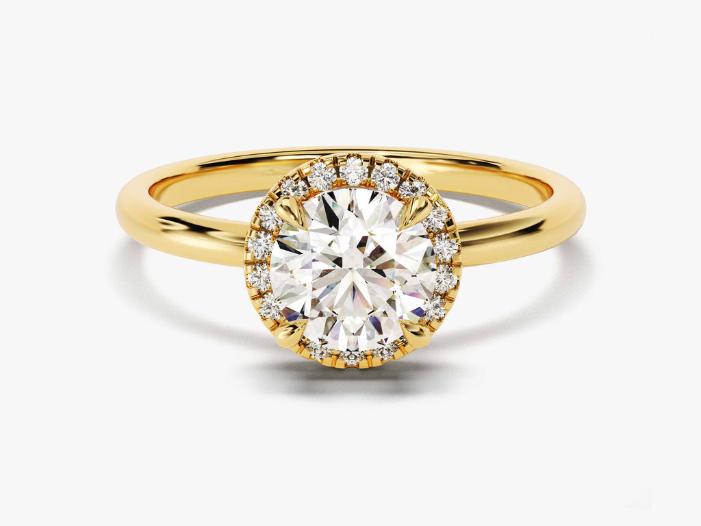 1.0CT Round Halo Lab Grown Diamond Engagement Ring For Her