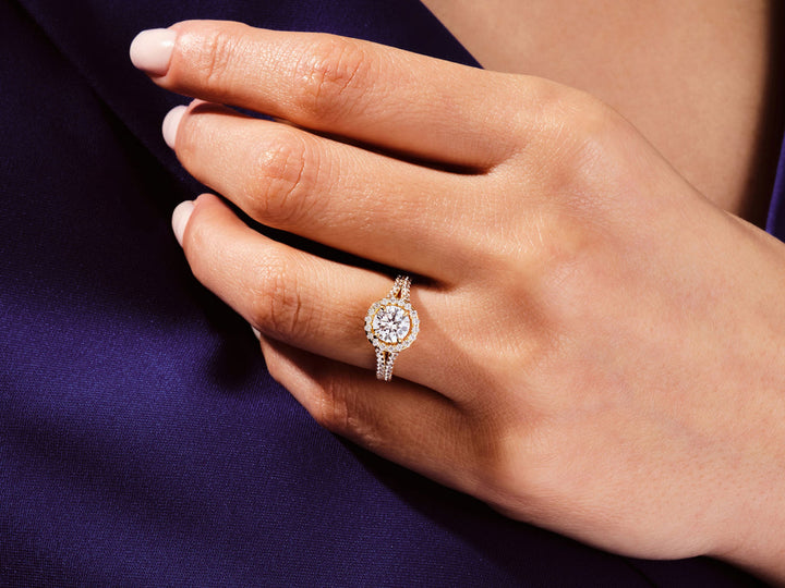 1.0CT Round Cut 3 Stone Lab Grown Diamond Engagement Ring For Her