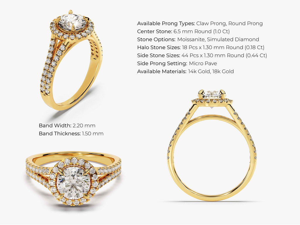 1.0CT Round Cut 3 Stone Lab Grown Diamond Engagement Ring For Her