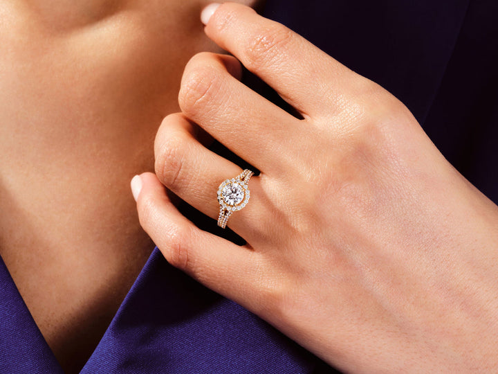 1.0CT Round Cut 3 Stone Lab Grown Diamond Engagement Ring For Her