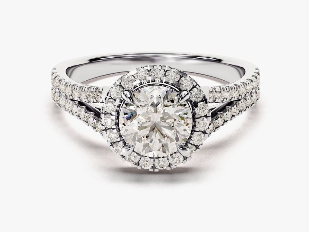 1.0CT Round Cut 3 Stone Lab Grown Diamond Engagement Ring For Her