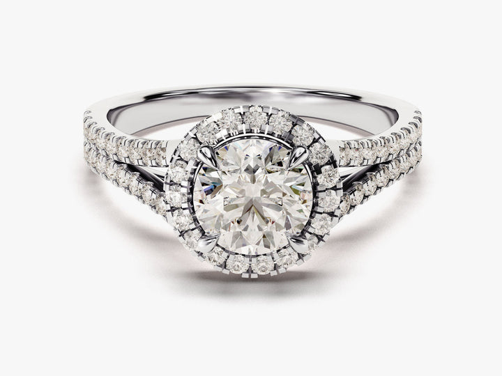 1.0CT Round Cut 3 Stone Lab Grown Diamond Engagement Ring For Her