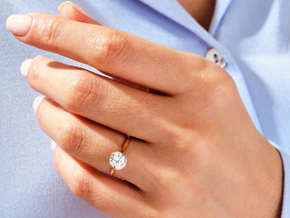 1.0CT Round Lab Grown Diamond Bezel Engagement Ring For Women