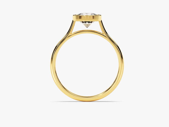1.0CT Round Lab Grown Diamond Bezel Engagement Ring For Women