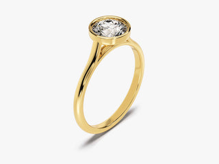 1.0CT Round Lab Grown Diamond Bezel Engagement Ring For Women