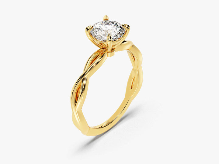 1.0CT Round Lab Grown Diamond Twisted Engagement Ring For Her