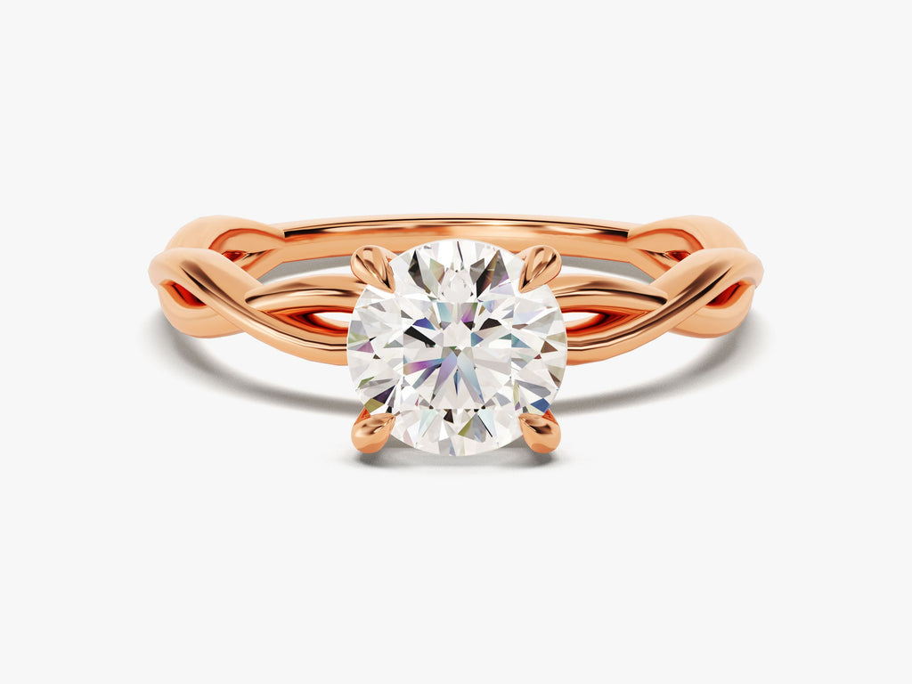 1.0CT Round Lab Grown Diamond Twisted Engagement Ring For Her