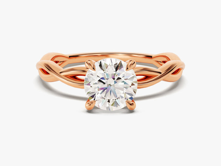 1.0CT Round Lab Grown Diamond Twisted Engagement Ring For Her