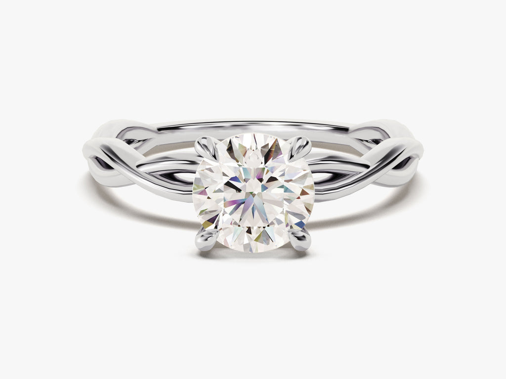 1.0CT Round Lab Grown Diamond Twisted Engagement Ring For Her