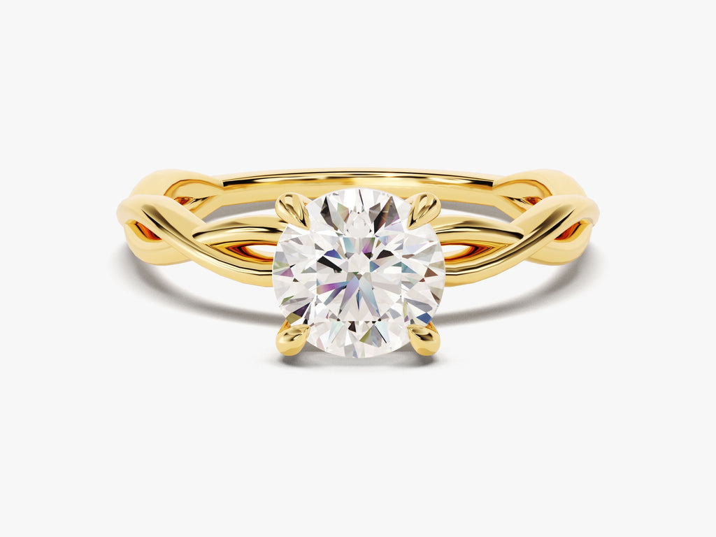 1.0CT Round Lab Grown Diamond Twisted Engagement Ring For Her