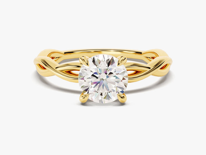 1.0CT Round Lab Grown Diamond Twisted Engagement Ring For Her
