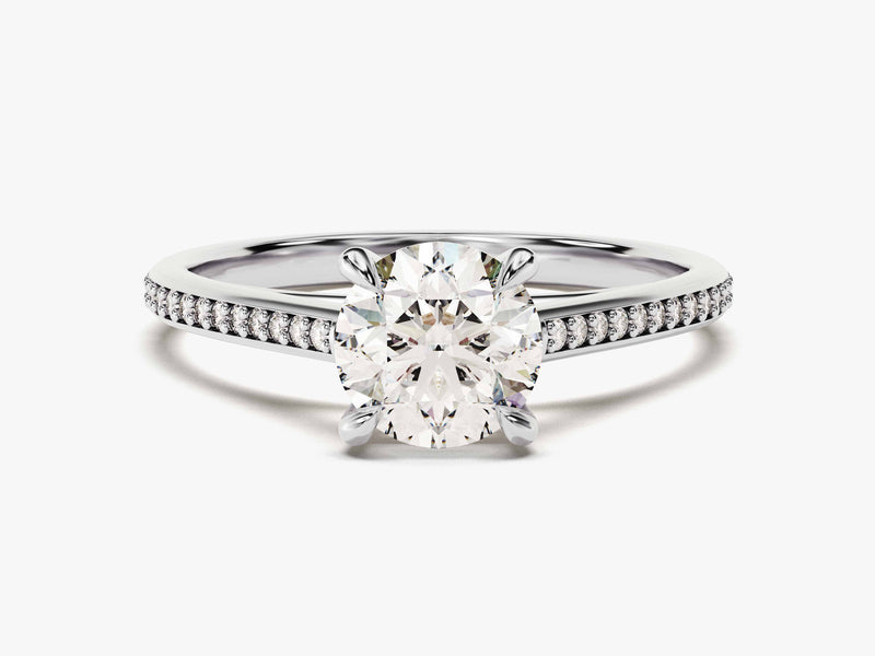 1.0CT Channel Round Lab Grown Diamond Engagement Ring For Women Anniversary Gift
