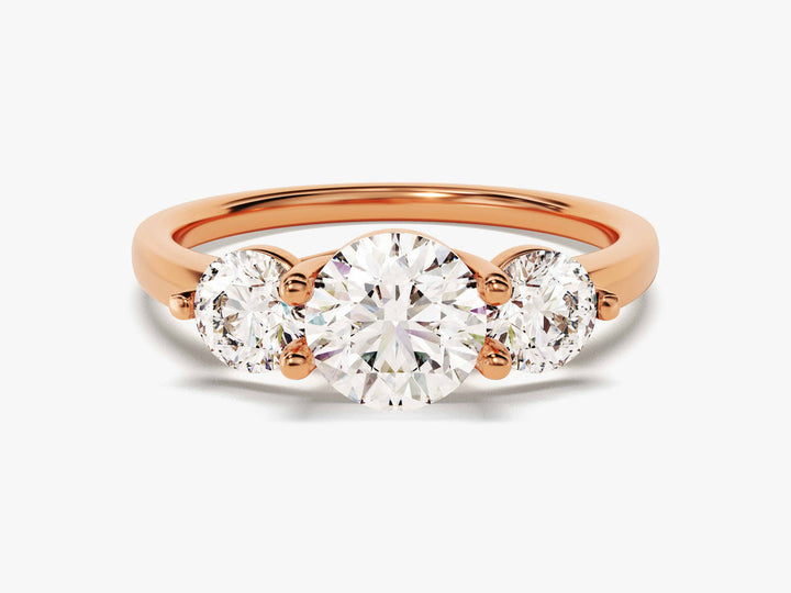 1.50CT Round Lab Grown 3 Stone Diamond Engagement Ring For Her
