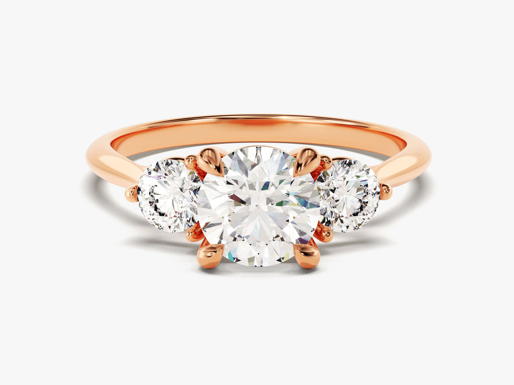 1.50CT Round Cut 3 Stone Lab Grown Diamond Engagement Ring For Her