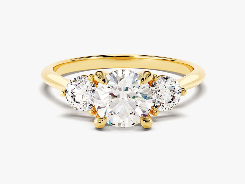 1.50CT Round Cut 3 Stone Lab Grown Diamond Engagement Ring For Her