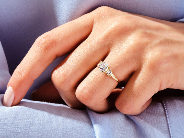 1.50CT Round Cut 3 Stone Lab Grown Diamond Engagement Ring Minimalist Wedding Ring