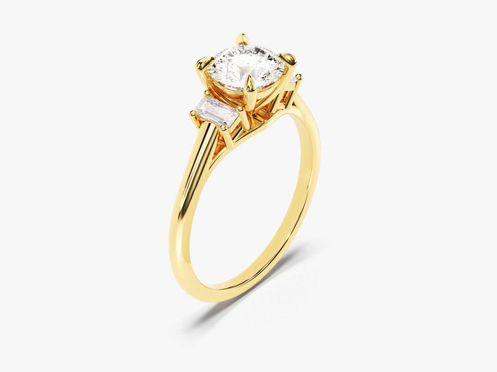 1.50CT Round Cut 3 Stone Lab Grown Diamond Engagement Ring Minimalist Wedding Ring