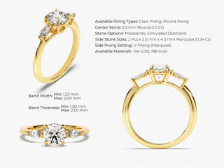 1.50CT Round Cut 3 Stone Lab Grown Diamond Engagement Ring Proposal Ring