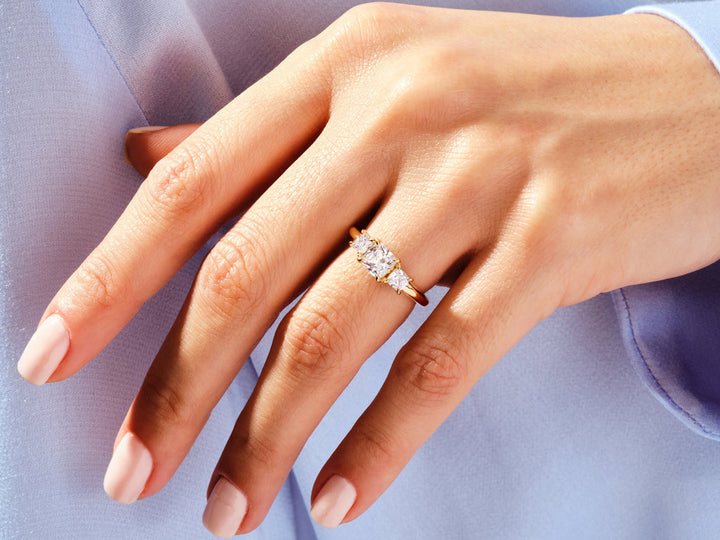 1.50CT Princess Cut 3 Stone Lab Grown Diamond Engagement Ring For Her