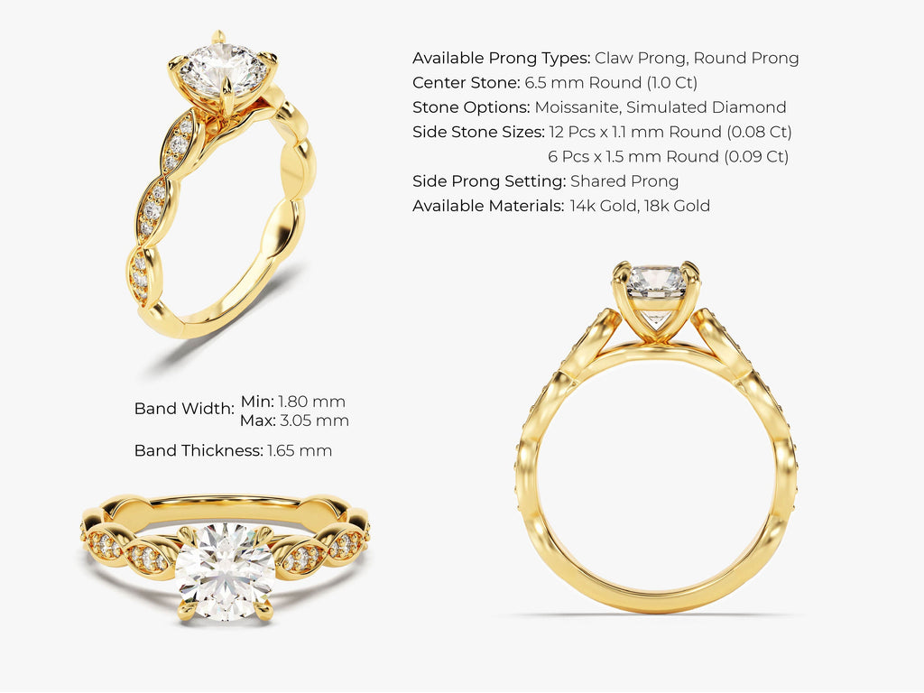 1.0CT Round Cut Vintage Lab Grown Diamond Engagement Ring For Her