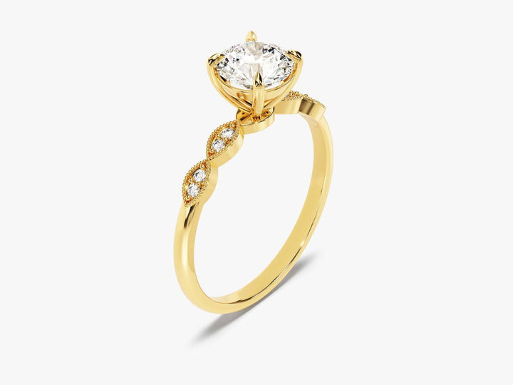 1.0CT Round Cut Vintage Lab Grown Diamond Engagement Ring For Her - Doozy Diamonds