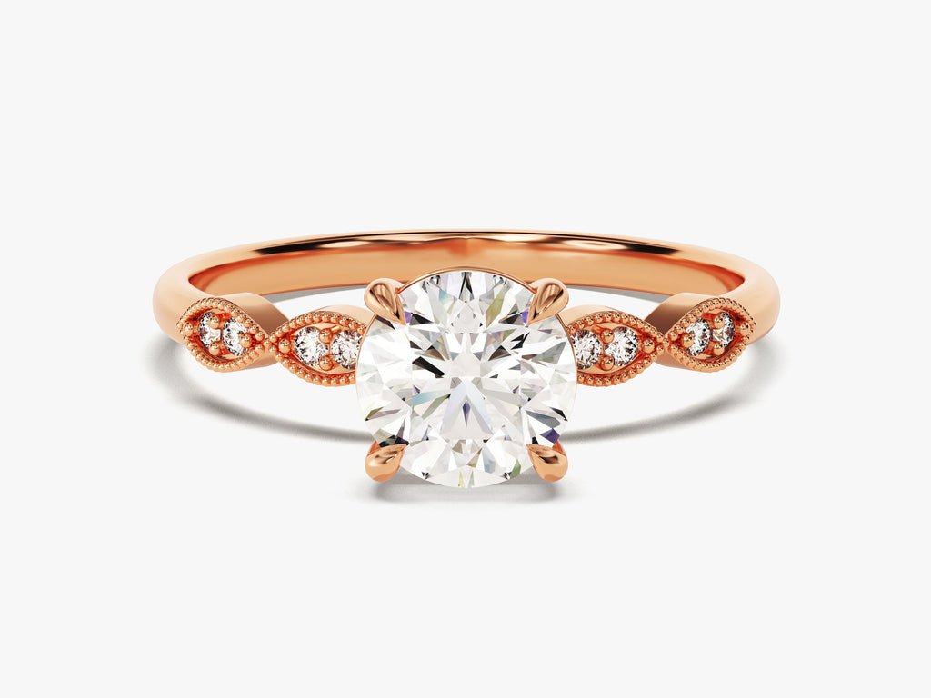 1.0CT Round Cut Vintage Lab Grown Diamond Engagement Ring For Her - Doozy Diamonds