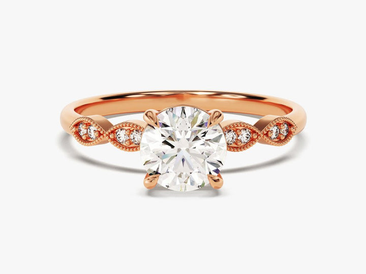 1.0CT Round Cut Vintage Lab Grown Diamond Engagement Ring For Her - Doozy Diamonds