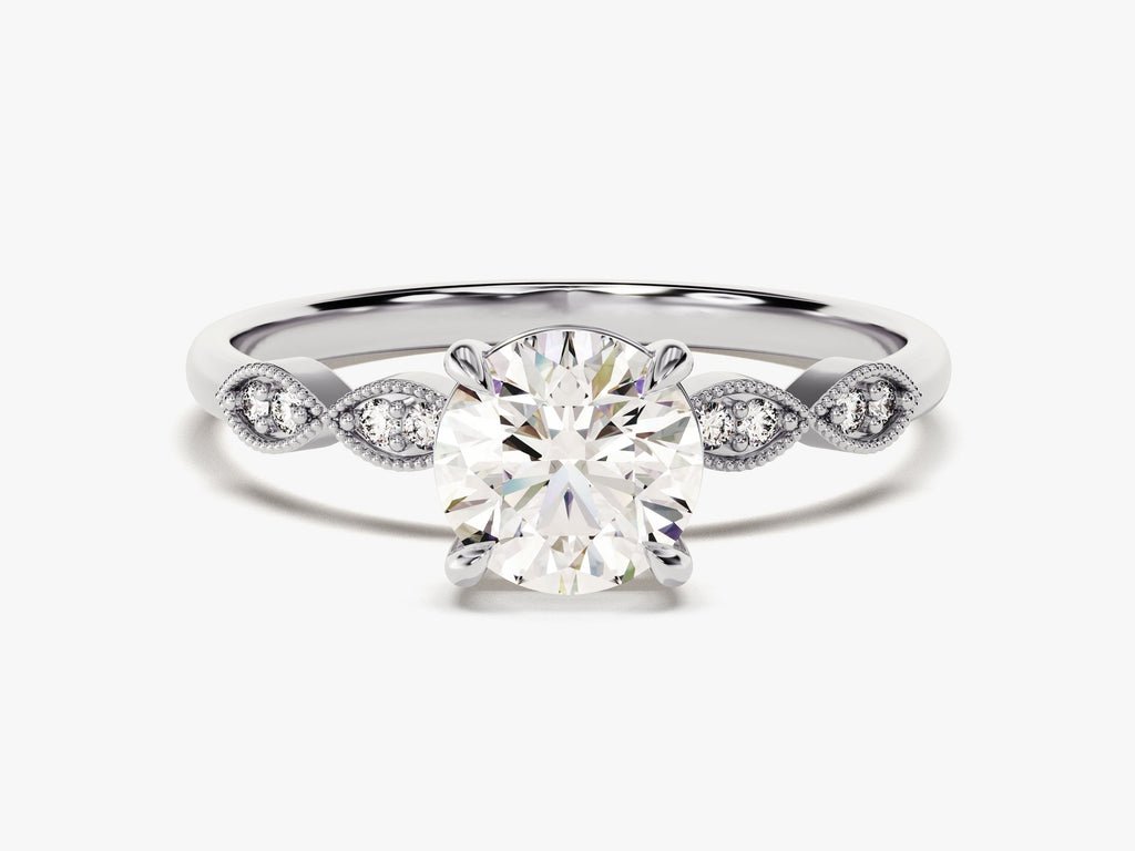 1.0CT Round Cut Vintage Lab Grown Diamond Engagement Ring For Her - Doozy Diamonds