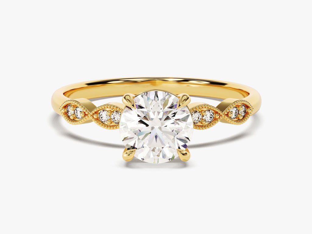 1.0CT Round Cut Vintage Lab Grown Diamond Engagement Ring For Her - Doozy Diamonds