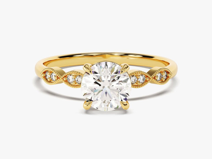 1.0CT Round Cut Vintage Lab Grown Diamond Engagement Ring For Her - Doozy Diamonds