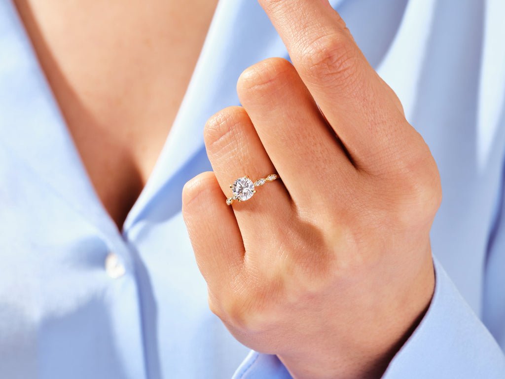 1.0CT Round Cut Vintage Lab Grown Diamond Engagement Ring For Her - Doozy Diamonds