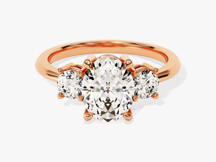 2.50CT Three Stone Oval Lab Grown Diamond Engagement Ring For Women