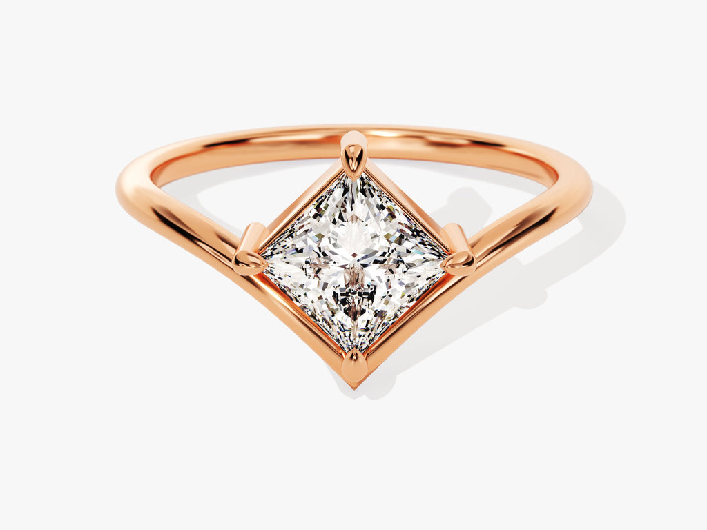 1.0CT Curved Princess Lab Grown Diamond Engagement Ring For Women