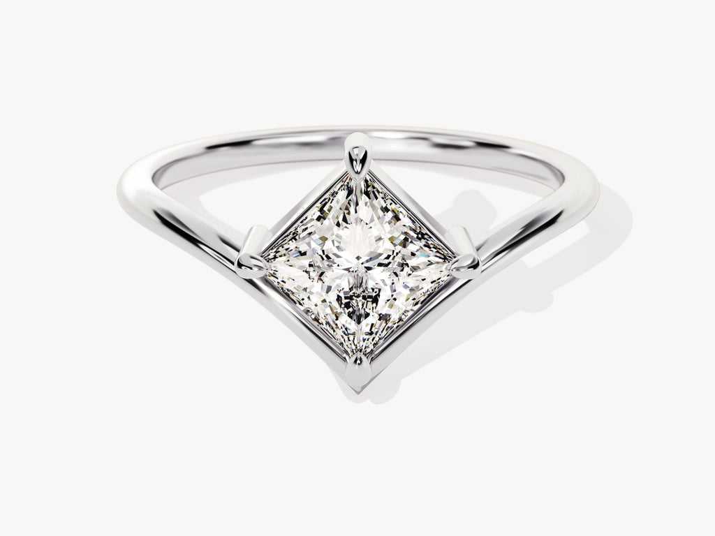 1.0CT Curved Princess Lab Grown Diamond Engagement Ring For Women