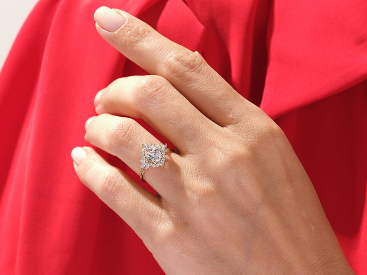 1.50CT Oval Lab Grown Diamond Cluster Engagement Ring For Her