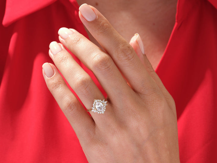 1.50CT Oval Lab Grown Diamond Cluster Engagement Ring For Her