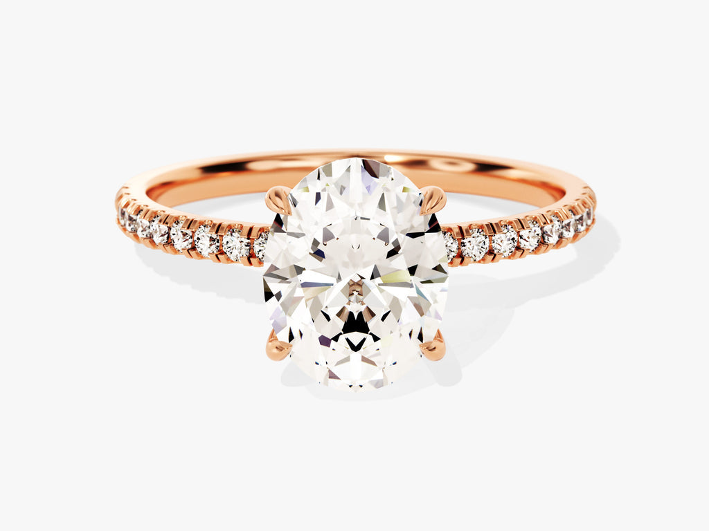 2.0CT Hidden Halo Oval Lab Grown Diamond Pave Engagement Ring For Women