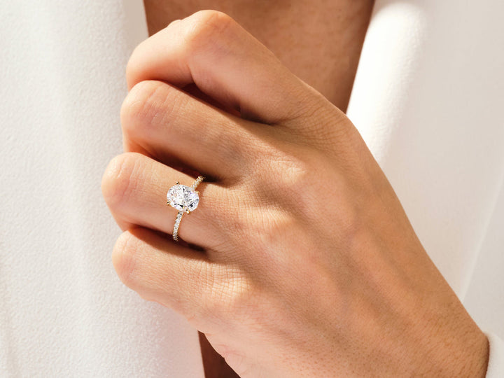 2.0CT Hidden Halo Oval Lab Grown Diamond Pave Engagement Ring For Women