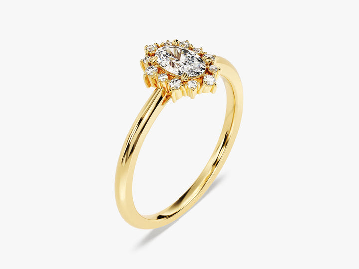 0.50CT Oval Cut Cluster Lab Grown Diamond Engagement Ring For Women
