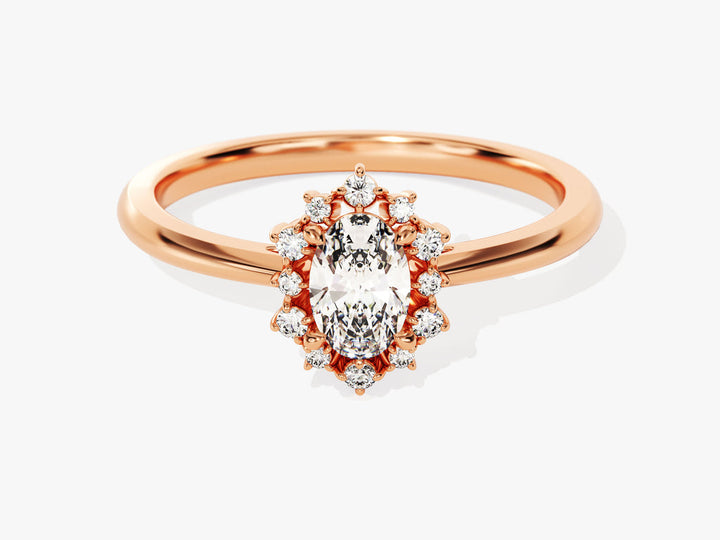 0.50CT Oval Cut Cluster Lab Grown Diamond Engagement Ring For Women