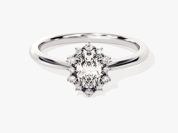 0.50CT Oval Cut Cluster Lab Grown Diamond Engagement Ring For Women